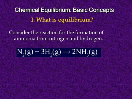 Chemical Equilibrium: Basic Concepts