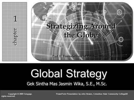 Global Strategy Mike W. Peng c h ap t e r I I Copyright © 2009 Cengage. PowerPoint Presentation by John Bowen, Columbus State Community CollegeAll rights.