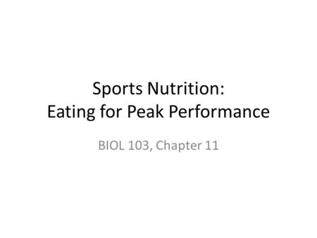 Sports Nutrition: Eating for Peak Performance