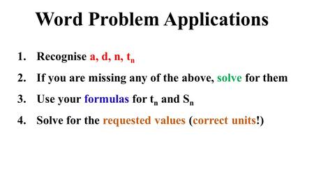 Word Problem Applications