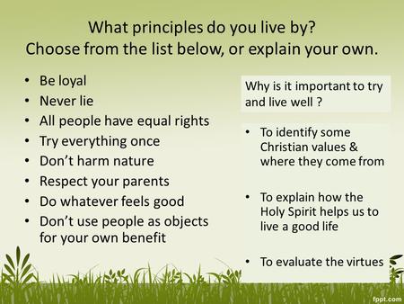 What principles do you live by