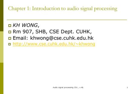 Chapter 1: Introduction to audio signal processing