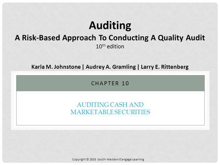 Auditing Cash and Marketable Securities