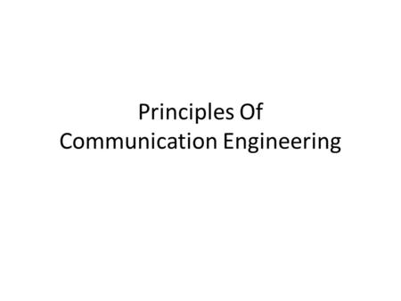 Principles Of Communication Engineering