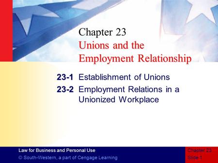 Chapter 23 Unions and the Employment Relationship