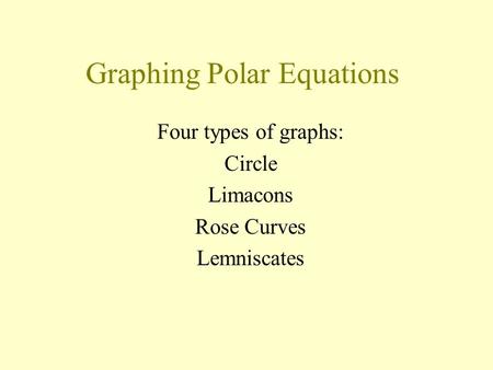 Graphing Polar Equations
