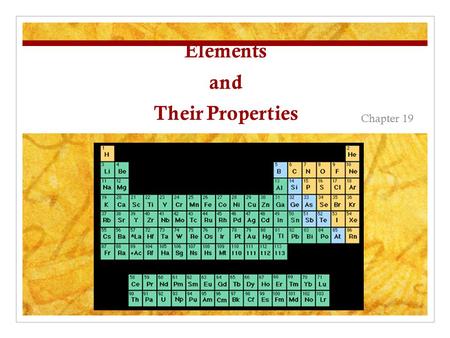 Elements and Their Properties