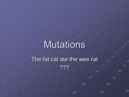 The fat cat ate the wee rat ???