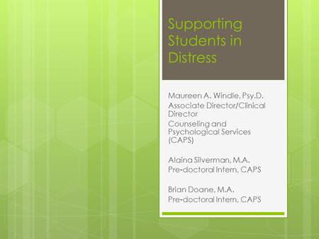 Supporting Students in Distress