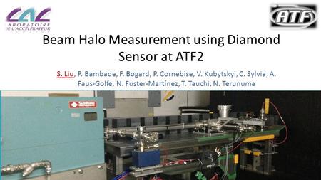 Beam Halo Measurement using Diamond Sensor at ATF2 S. Liu, P. Bambade, F. Bogard, P. Cornebise, V. Kubytskyi, C. Sylvia, A. Faus-Golfe, N. Fuster-Martínez,