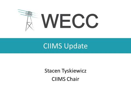 CIIMS Update Stacen Tyskiewicz CIIMS Chair. Critical Infrastructure & Information Management Subcommittee (CIIMS) 2 W ESTERN E LECTRICITY C OORDINATING.