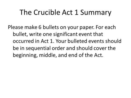 The Crucible Act 1 Summary