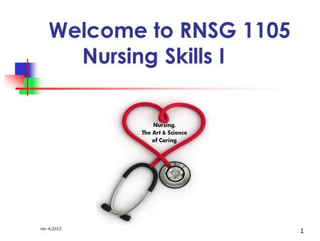 Welcome to RNSG 1105 Nursing Skills I