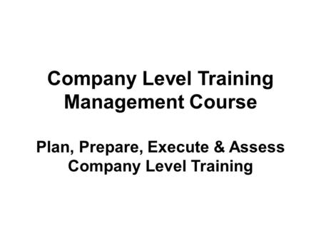Company Level Training Management Course