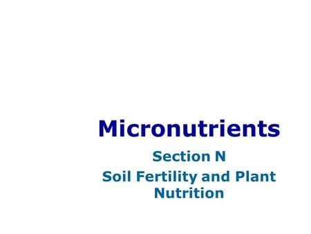 Micronutrients Section N Soil Fertility and Plant Nutrition.