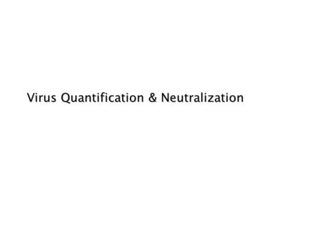 Virus Quantification & Neutralization