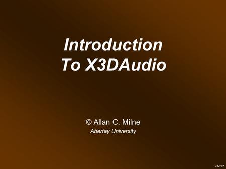 Introduction To X3DAudio