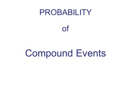 PROBABILITY of Compound Events.