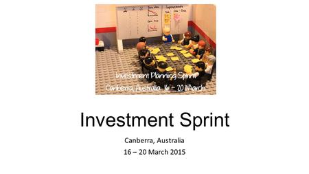 Investment Sprint Canberra, Australia 16 – 20 March 2015.