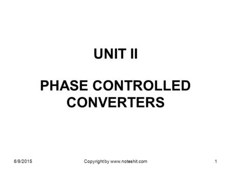 PHASE CONTROLLED CONVERTERS