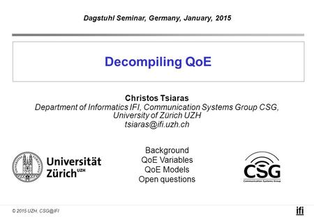 Dagstuhl Seminar, Germany, January, 2015