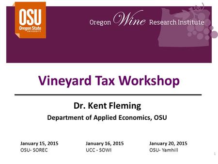 Dr. Kent Fleming Department of Applied Economics, OSU