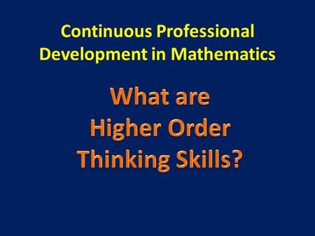 Continuous Professional Development in Mathematics