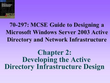 70-297: MCSE Guide to Designing a Microsoft Windows Server 2003 Active Directory and Network Infrastructure Chapter 2: Developing the Active Directory.
