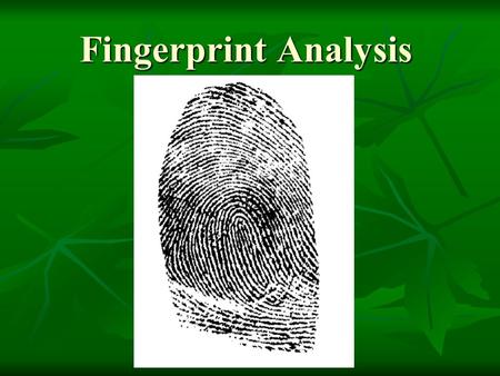 Fingerprint Analysis.