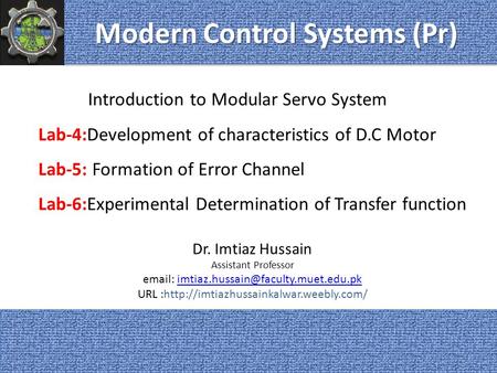 Modern Control Systems (Pr)