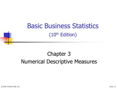 Basic Business Statistics (10th Edition)