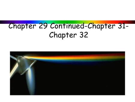 Chapter 29 Continued-Chapter 31- Chapter 32. 29-3 EMF Induced in a Moving Conductor Example 29-8: Force on the rod. To make the rod move to the right.