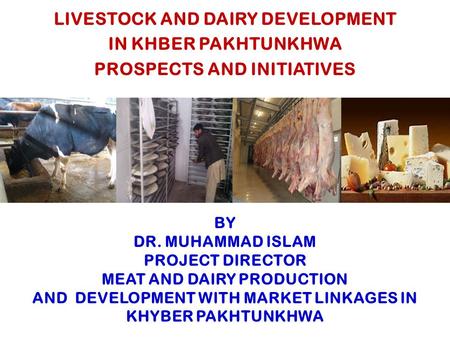 BY DR. MUHAMMAD ISLAM PROJECT DIRECTOR MEAT AND DAIRY PRODUCTION AND DEVELOPMENT WITH MARKET LINKAGES IN KHYBER PAKHTUNKHWA LIVESTOCK AND DAIRY DEVELOPMENT.