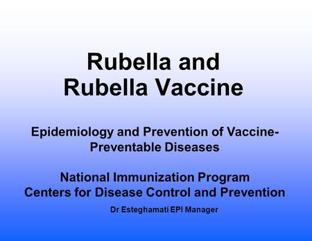 Rubella and Rubella Vaccine