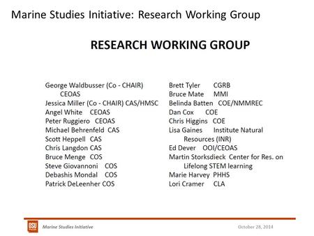 Marine Studies Initiative: Research Working Group.