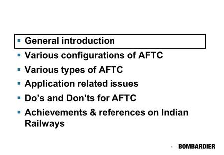 Various configurations of AFTC Various types of AFTC