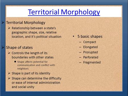 Territorial Morphology