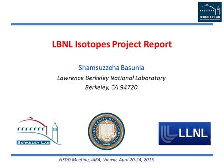 LBNL Isotopes Project Report