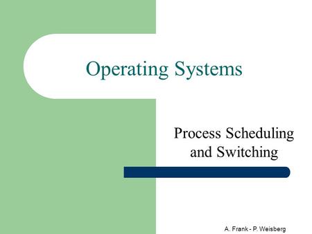 A. Frank - P. Weisberg Operating Systems Process Scheduling and Switching.