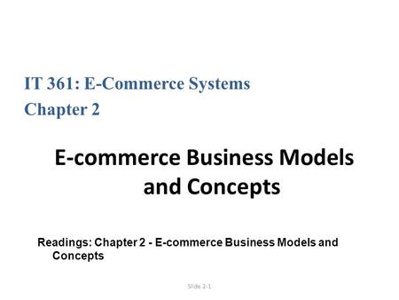 E-commerce Business Models and Concepts
