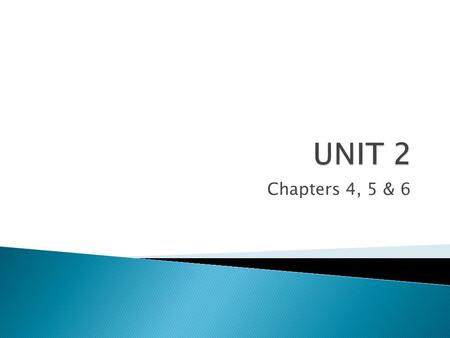 UNIT 2 Chapters 4, 5 & 6.