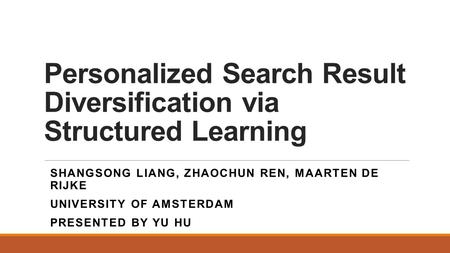 Personalized Search Result Diversification via Structured Learning