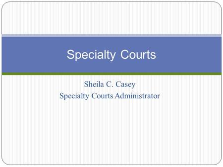 Sheila C. Casey Specialty Courts Administrator Specialty Courts.