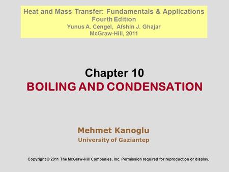 Chapter 10 BOILING AND CONDENSATION