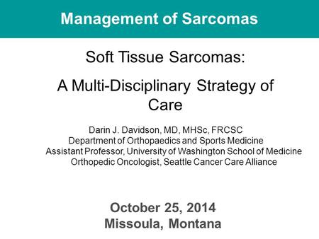 Management of Sarcomas