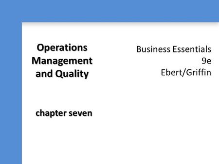 Operations Management and Quality