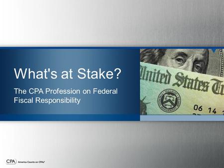What's at Stake? The CPA Profession on Federal Fiscal Responsibility.