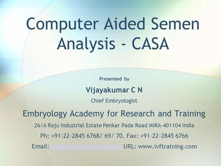 Computer Aided Semen Analysis - CASA