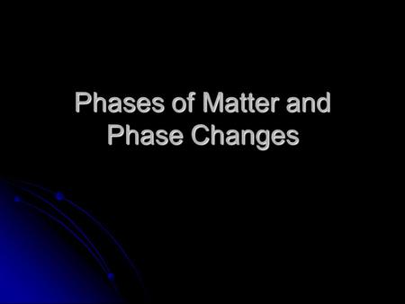 Phases of Matter and Phase Changes. Phase Depends on strength of forces of attraction between particles. Depends on strength of forces of attraction between.