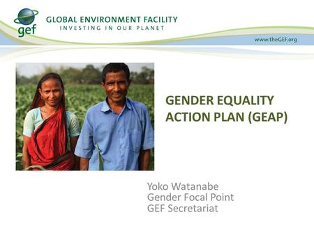 Yoko Watanabe Gender Focal Point GEF Secretariat GENDER EQUALITY ACTION PLAN (GEAP)